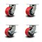 Service Caster 6 Inch Heavy Duty Red Poly on Cast Iron Wheel Swivel Caster Set with 2 Brakes SCC-KP92S630-PUR-RS-2-SLB-2 - alternate 2